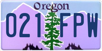 OR license plate 021FPW