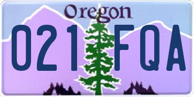 OR license plate 021FQA