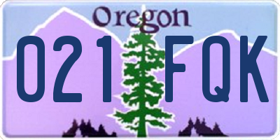 OR license plate 021FQK