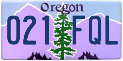 OR license plate 021FQL