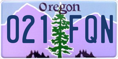 OR license plate 021FQN