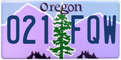 OR license plate 021FQW
