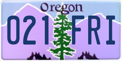 OR license plate 021FRI