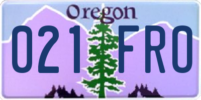 OR license plate 021FRO