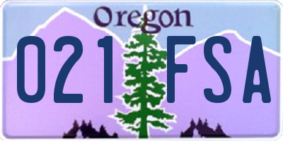OR license plate 021FSA