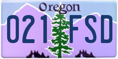 OR license plate 021FSD