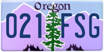 OR license plate 021FSG