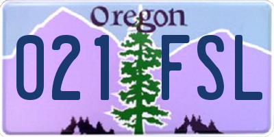 OR license plate 021FSL