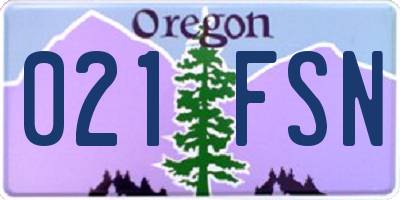 OR license plate 021FSN