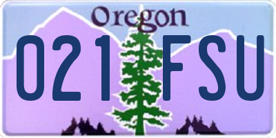 OR license plate 021FSU