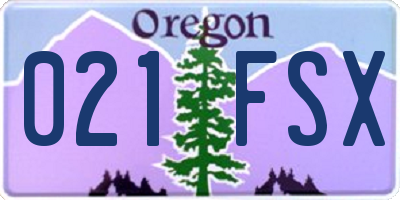 OR license plate 021FSX