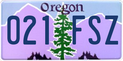 OR license plate 021FSZ