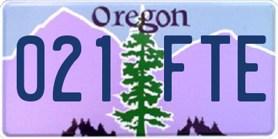 OR license plate 021FTE