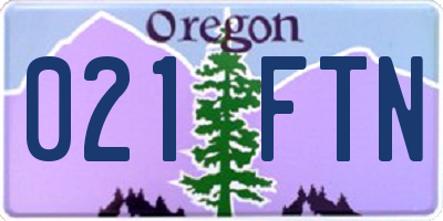 OR license plate 021FTN