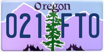 OR license plate 021FTO