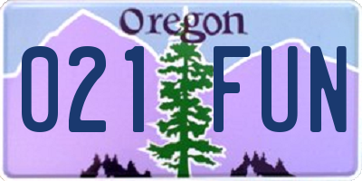 OR license plate 021FUN