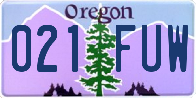 OR license plate 021FUW