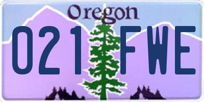 OR license plate 021FWE