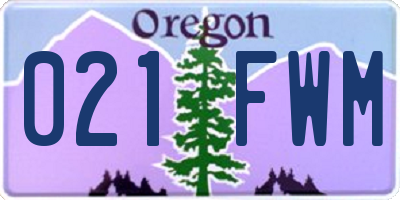 OR license plate 021FWM
