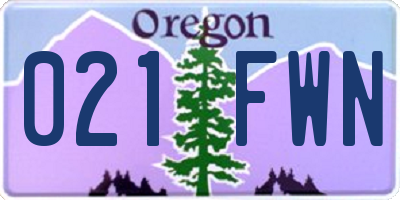 OR license plate 021FWN