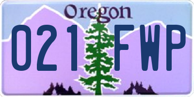 OR license plate 021FWP