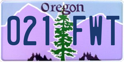 OR license plate 021FWT