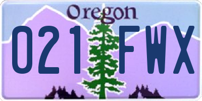 OR license plate 021FWX