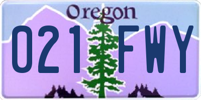 OR license plate 021FWY