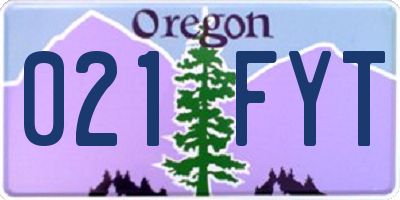 OR license plate 021FYT