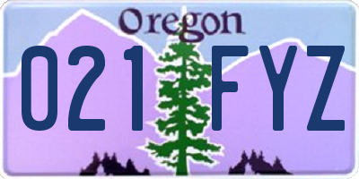 OR license plate 021FYZ