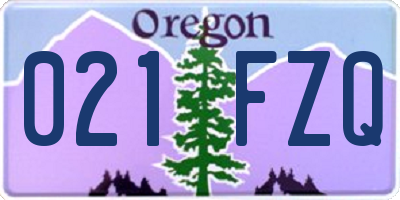 OR license plate 021FZQ
