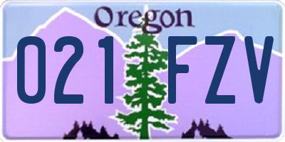 OR license plate 021FZV