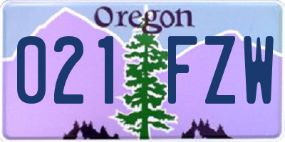 OR license plate 021FZW