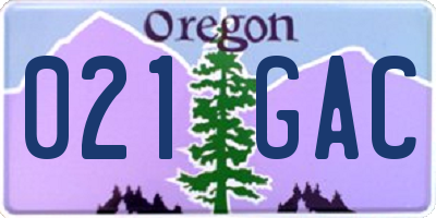 OR license plate 021GAC