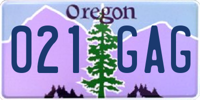 OR license plate 021GAG