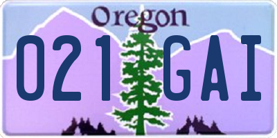 OR license plate 021GAI