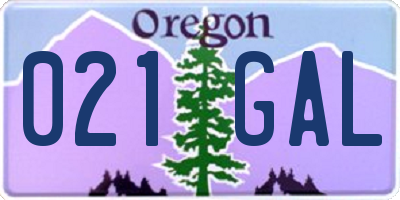 OR license plate 021GAL
