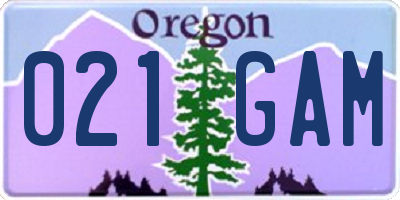 OR license plate 021GAM