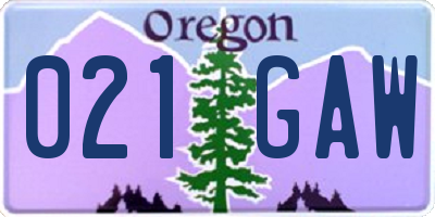 OR license plate 021GAW