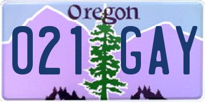 OR license plate 021GAY