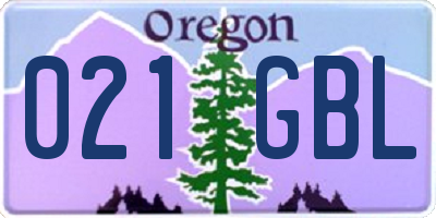 OR license plate 021GBL