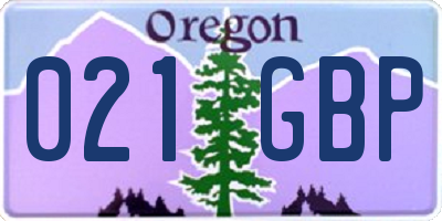 OR license plate 021GBP