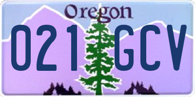 OR license plate 021GCV