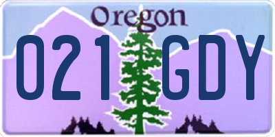 OR license plate 021GDY