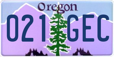 OR license plate 021GEC