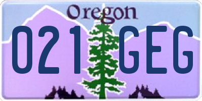 OR license plate 021GEG