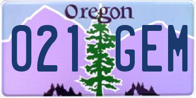 OR license plate 021GEM