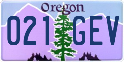 OR license plate 021GEV
