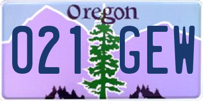OR license plate 021GEW