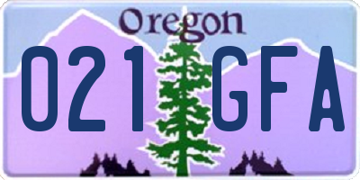 OR license plate 021GFA